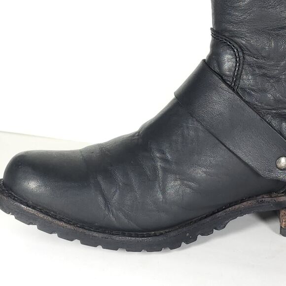 LIBERTY Black Tall Moto Boots with Buckle - Picture 11 of 16